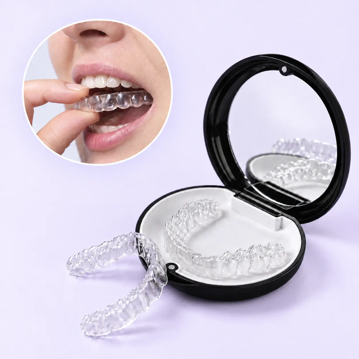 SMYLON Custom Clear Teeth Retainer Upper & Lower Set, BPA-Free Nearly Invisible Replacement Retainers with Home Impression Kit for After Braces,Braces
