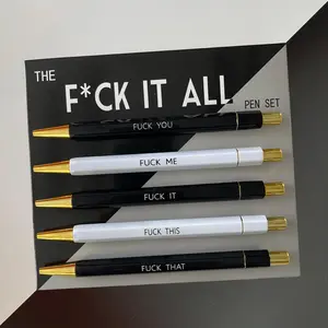 5- set  Pens,  It Pens, Fancy Fu ck You Pen, Swear Words Ballponit Pen, Novelty Stationery for Adults, Black Ink 1.0 mm Retractable Ball-pen,  Office Supplies (STYLE A)