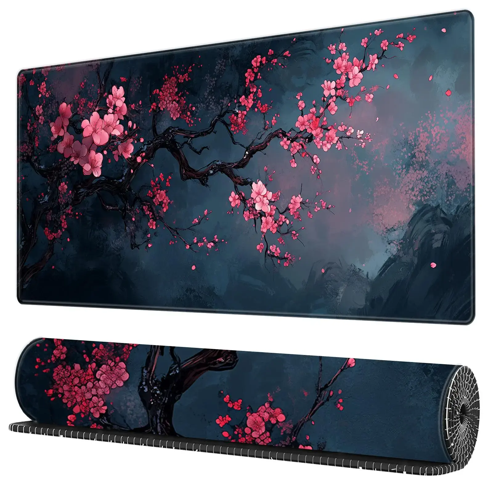 BHJLAXR Cherry Blossom Pattern Computer Mouse Pad, 1 Count Rectangle Gaming Mouse Pad, Anti-slip Rubber Base Mouse Mat for Work, Gaming, Office Desk Mat, Rectangular Gaming Mousepad