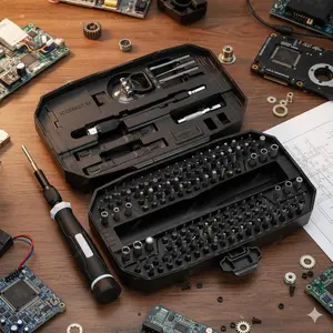 52-in-1 Precision Repair Kit: 360° Magnetic Ratchet Screwdriver with S2 Alloy Steel Bits, CNc machined, Tpe grip. Ideal for iPhone, MacBook, PlayStation & Drone Motherboard Disassembly. Essential Tool Set for Electronics Repair.