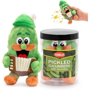 Yodeling Pickle Plush Toy - Funny Yodeling Singing Pickle Doll Musical Novelty Gag Gifts for Adults, Hilarious Stress Relief Prank Stuff for Party, Office, Home