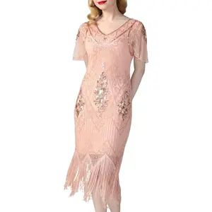 Kayamiya Women'S Flapper Dresses 1920S Sequins Art Deco Gatsby Cocktail Dress with Sleeve kayamiya