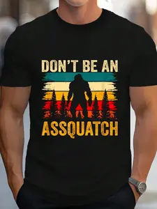 100% Cotton Retro Don't Be An Assquatch Outdoor Sasquatch Funny Bigfoot T-Shirt Women's Men's Graphic Tee Crew Neck summer vacation Tops