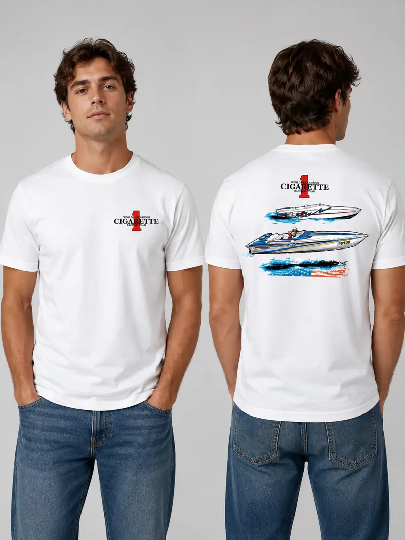 cigarette racing t shirt Team Long Sleeve Tee 56 cm 1/2 hem Offshore Vintage Tee  Cigarette
