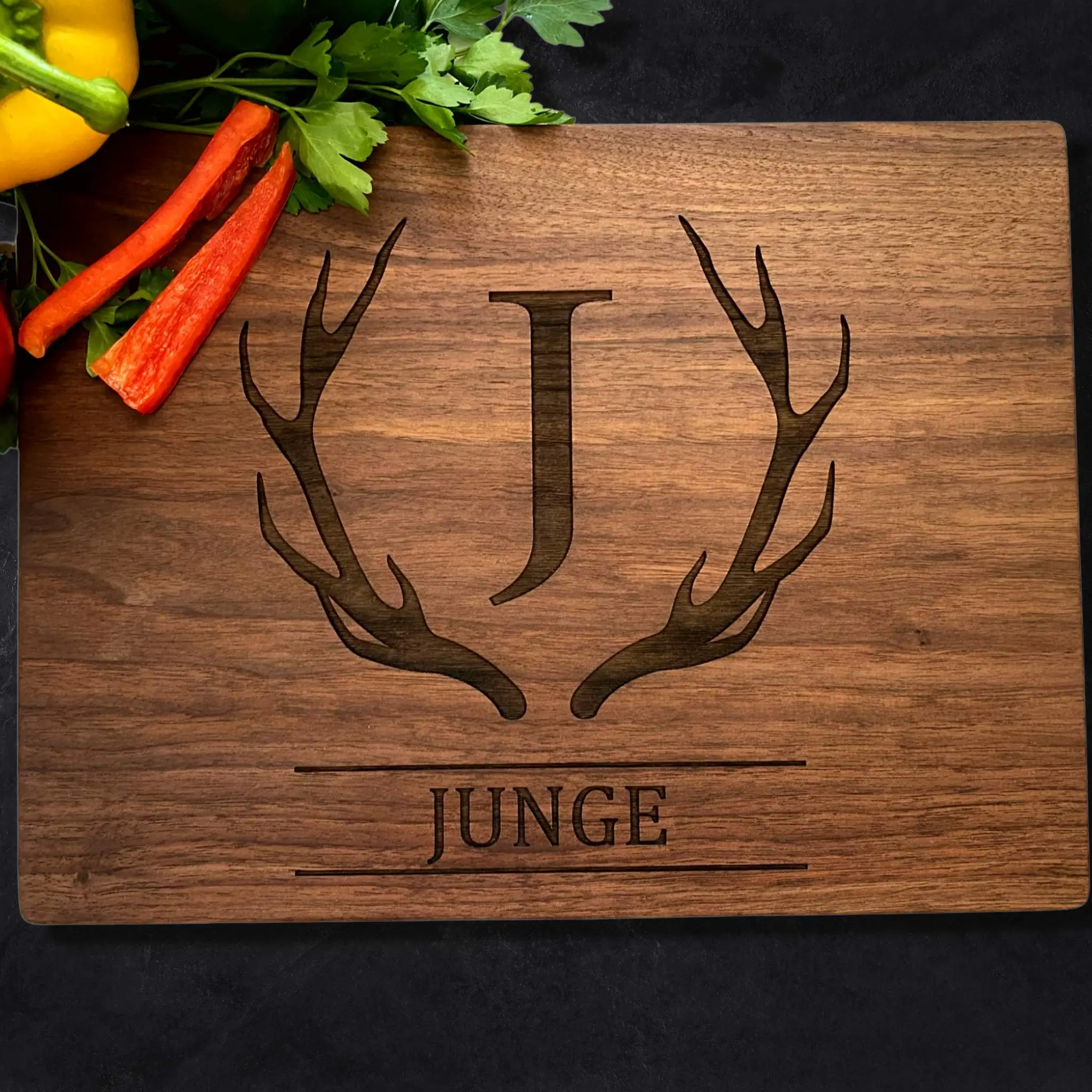 Rustic Antlers Monogram Cutting Board