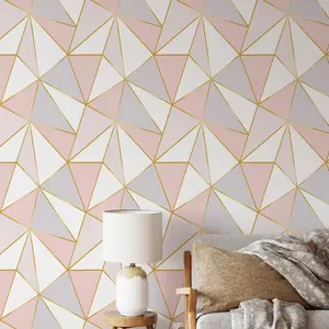 1pc Triangle Geometric Wallpaper, DIY Self-Adhesive Peel & Stick, Dreamy Style for Bedroom Living Room Cabinet Door