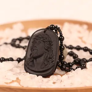 1pc Rosario Collar Escapulario San Judas Tadeo Cristal Volcanico