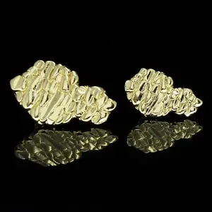 MaxBling81 Gold Nugget Earring Studs - High Quality, 14K Solid Brass, Shiny Bling, Unisex Appeal, Fashion Costume Jewelry Accessories, High Quality Earrings