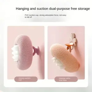 2pcs Exfoliating Bliss Bath Sponges -2-in-1 Suction Cup Bath Ball ShowerPouf Scrubbers with Built-in Massage Pad forEnhanced Bathing Experience and Silky SmoothSkin Personal Pinkish Blue