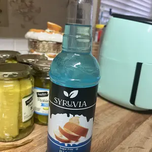 Authentic Syruvia Sugar-Free Blue Curacao Syrup - 25.4 fl oz Plastic Bottle, Premium 0-Calorie Tropical Beverage Flavoring, Kosher, Gluten-Free; Ideal for Drinks, Desserts