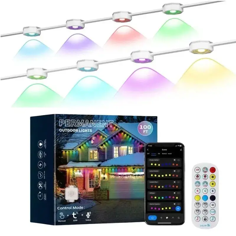 Outdoor Decorative Light, 1 Set LED Outdoor Light with APP Control Remote, Waterproof Outdoor Light for Holiday Decoration, Home Decor Supplies, Chris