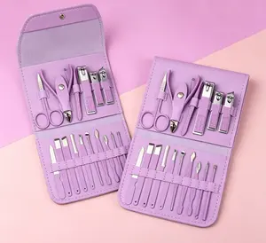 Expert 16 Pieces Stainless Steel Grooming Set, Complete Manicure & Pedicure Tools, Ear Cleaner Nail Tools with Travel Carry Kit