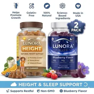 Lunora All Natural Bundle 2 Pack Deep Sleep and Height Gummies 60 Pack