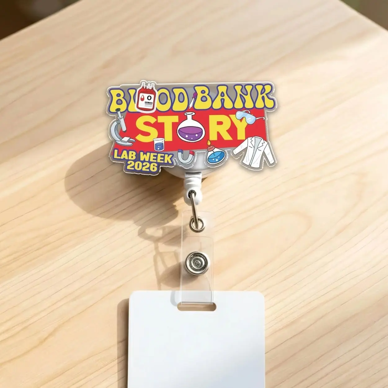 Lab Story Lab Week 2026 Badge Reel, Retractable ID Holder for Medical Lab Professional Gift 8KJ