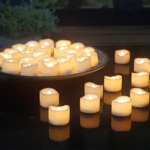 New 60 Pack Mini Battery Operated Flameless Votive Candles LED Electric Tea Lights Candle Set with Cream White Body and Amber Glow for Home Decor Kitchen Wedding Party Festival Tabletop Decorations Size D 1.5 inch x H 1.2 inch