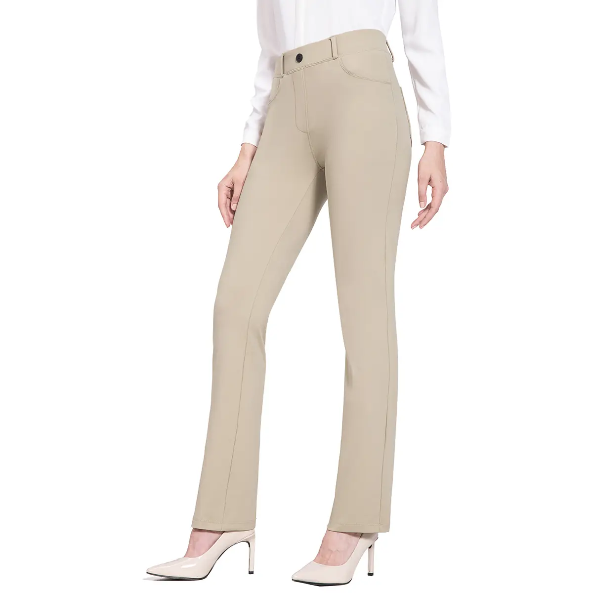 baleaf Women's Dressy Yoga Pants, Straight Leg & Bootcut, Soft Comfortable Stretchy Pull-On Trousers for Work with 4 Pockets