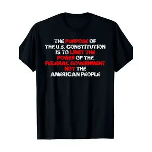 Men'S US Constitution T-Shirt with Full Text of U.S. Constitution Preamble & Bill of Rights - Black & White Political Statement Tee, Comfortable Crew Neck Short Sleeve, Regular Fit Casual Shirt for Constitutional Law Gift Idea