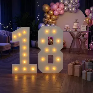 3FT Marquee Light Up Numbers 0-9, Party Decoration Large Marquee Light Up Numbers Pre-cut Foam Board Set Can Be Used for Birthdays, Weddings, Anniversaries, 2026 Graduation Ceremony Decorations
