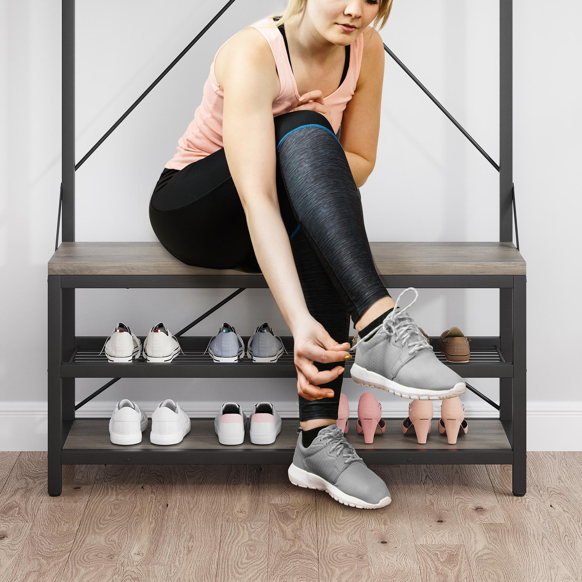 Industrial Hall Tree Coat Rack with 2-Tier Shoe Bench, 8 Hooks, Hanging Rod & Storage Shelf, Wood & Metal Entryway Organizer, Modern Farmhouse Accent Furniture for Hallway, Mudroom & Bedroom 39.9"x15.7"x72" Industrial Hall Tree Coat Rack with 2-Tier Shoe Bench, 8 Hooks, Hanging Rod & Storage Shelf, Wood & Metal Entryway Organizer, Modern Farmhouse Accent Furniture for Hallway, Mudroom & Bedroom 39.9"x15.7"x72"