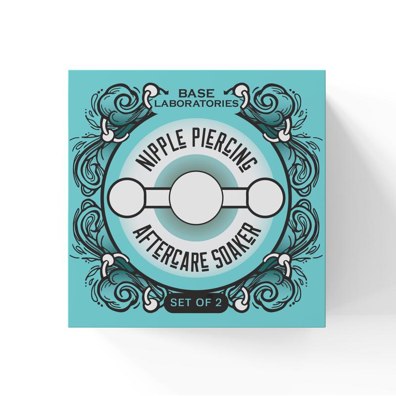 Base Laboratories Nipple Piercing Cleaner & Aftercare Soaker Set | Hands-Free Use with Saline or Cleaning Solution | Nipple Piercing Kit for Women