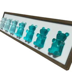Emerald Ombre Candy Bears on Wood Frame