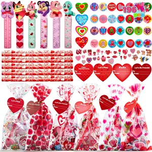 Joyfy 196 PCS Valentines Gifts for Kids,Valentines Goodie Bag Stuffers, Valentines Cards for Kids Classroom Exchange, Assorted Stationery Set for School Prizes Party Favors Treats