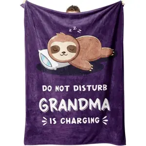 Soft Funny Throw Blanket Grandma Birthday Gifts,Grandma Is Charging Sloth Blanket,Gifts For Grandma From Grandkids,Grandma Gifts For Grandparents Day Christmas,Super Throws For Grandma