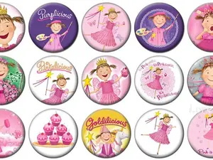 Pinkalicious Brand 1" Pinkalicious Buttons - Lot of 15 - Metal Pin Backs - Unique 1 Inch Badges for Shirts Bags & More
