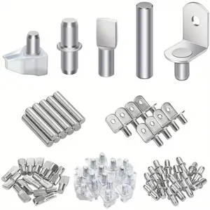 Nickel-Plated Shelf Pin Kit, 5 Styles Shelf Bracket Pegs, Supports for Shelves & Cabinets, 66pcs, Ideal for Bookshelves, Tables, Chairs