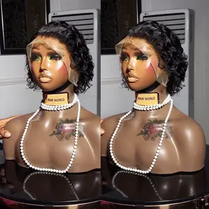 ShowRealHair 2016 13x1 Lace Frontal Wig 5 inch 13X1 Pixie Cut Lace Wigs Lace Front Wigs Pixie Cut Lace Wig  Human Hair Women Ombre Blonde Short Bob Wigs Pixie Cut Wig