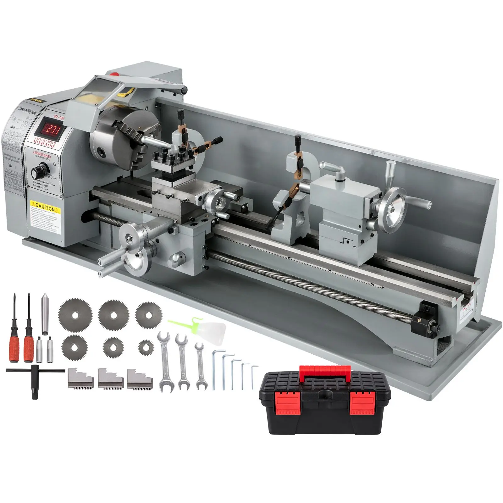 【summerfinds】VEVOR Metal Lathe 8.7 x 29.5 Inch/220 x 750MM Mini Metal Lathe 1.1KW Infinitely Variable Speed  Mini Lathe Machine  LED Screen for Counter Face Turning Driling
