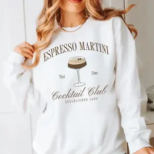 Espresso Martini Sweatshirt – Cocktail Club Graphic Pullover, Coffee Lover Crewneck, Retro Bar Aesthetic Sweater, Cozy Fall Outfit for Women