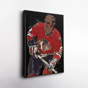 Bobby Hull Wall Art ? Chicago Blackhawks  Print, NHL Hockey Decor, Framed Poster Gift for Fan Room, Man Cave, or Office ( Unframed - Print Only )