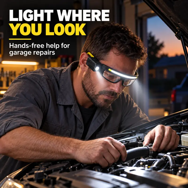 Usb Repari USB-C Rechargeable LED Work Light Glasses with COB Floodlight ...