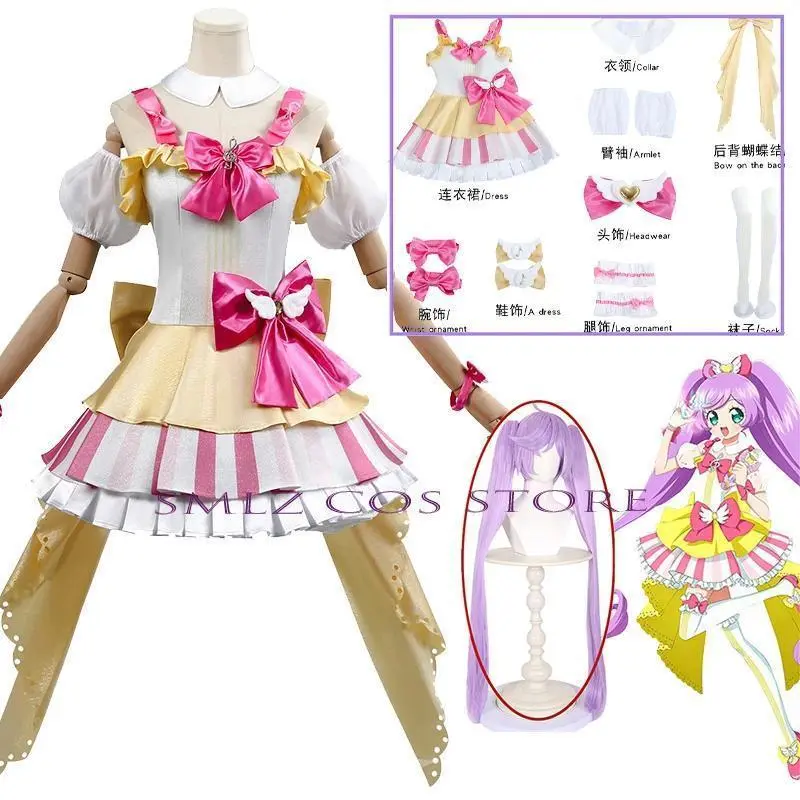 Manaka Laala Cosplay Anime Pripara Costume Lala Wig Girl Princess Dress Suit Halloween Party Role Play Outfit for Woman