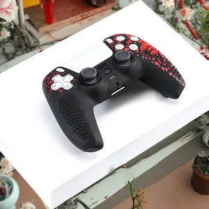 Silicone Game Controller Protective Case with 2 Thumb Grip Cap, Non-slip & Anti-sweat Game Controller Protective Cover, Console Accessories for PS5 Controller