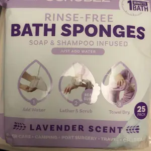 Scrubzz Disposable No Rinse Bathing Wipes - 25 Pack - Simply Dampen, Lather, and Dry Without Shampoo or Rinsing - Lavender