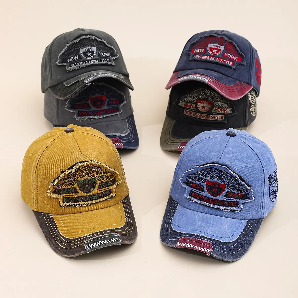 Vintage Street Style Embroidered Baseball Cap Y2K Fashion English Slogan Hat Casual Personalized Embroidery Washed Distressed Cap Unisex Adjustable Size Perfect for Everyday Wear