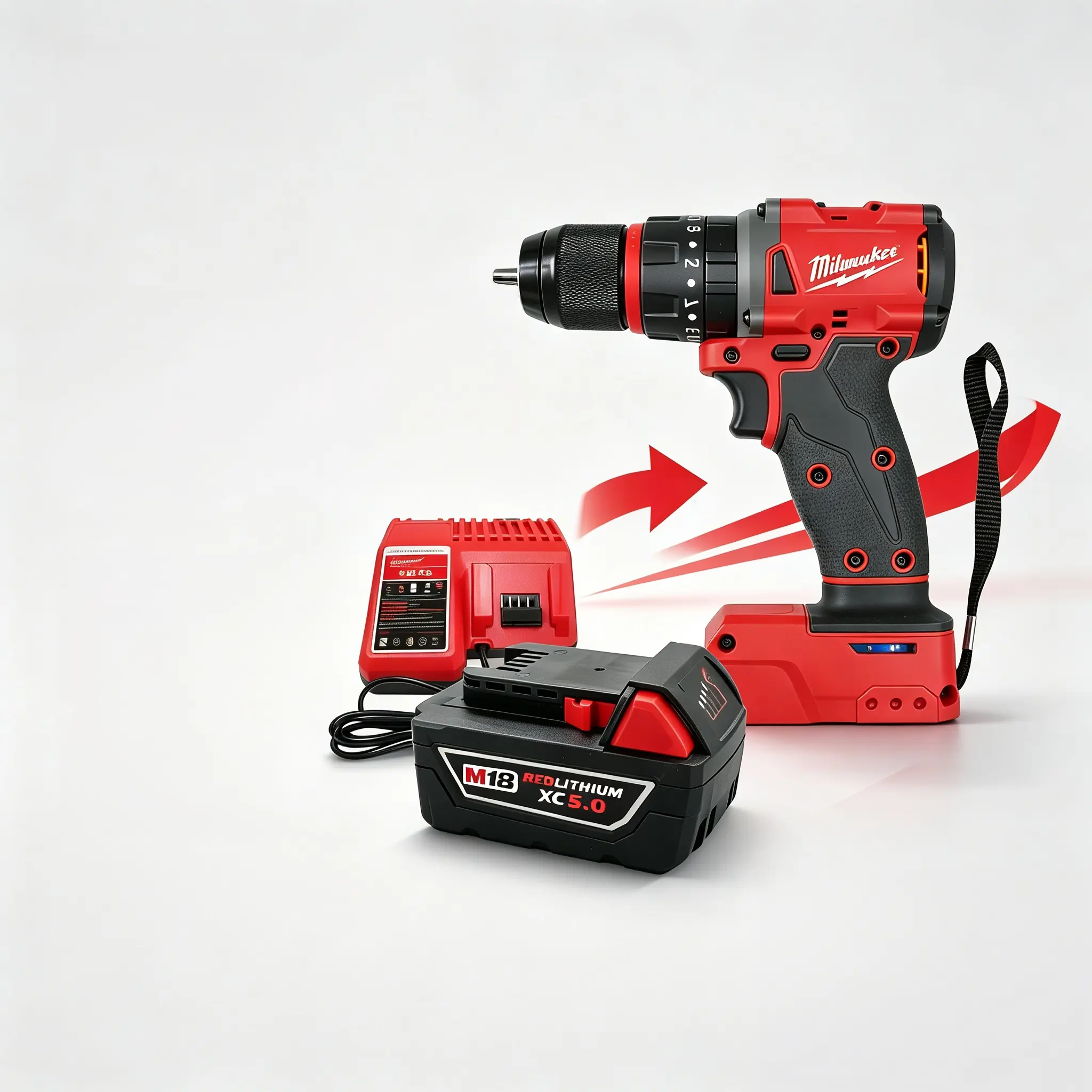 Milwaukee household 20V brushless cordless impact drill, portable furniture assembly multifunctional electric screwdriver, wall drill - household handgun drill electric tool