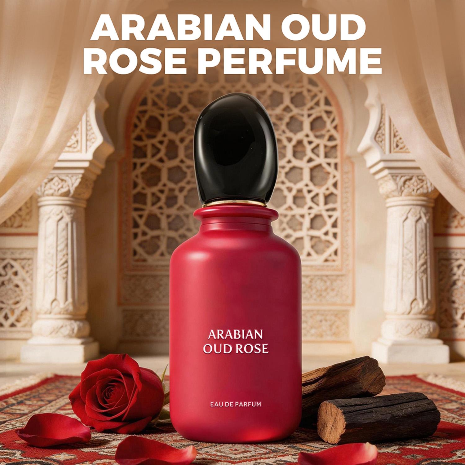 Arabian Oud Rose Eau De Parfum 58ml (1.96 oz) Saffron, Pink Pepper, Damascus Rose, Geranium, Oud, Amber, Leather – Long Lasting Fragrance, Luxury Women Perfume Gift