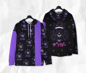 Gengar Hoodie Japanese Anime Poke Gift for Fan AH0028 Fabric Menswear