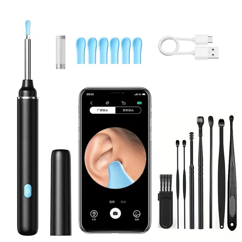 Ear Wax Removal Tool, 1080P Ear Cleaning Tool with 6 Counts Ear Pick Tools, Rechargeable Earwax Removal Tool for Ear Care, Earwax Cleaner