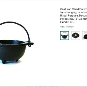 Cast Iron Cauldron w/ Handle - 5" Diameter, 3" Inside Diameter, Ideal for Smudging, Incense Burning, Ritual Purpose, Decoration, Candle Holder