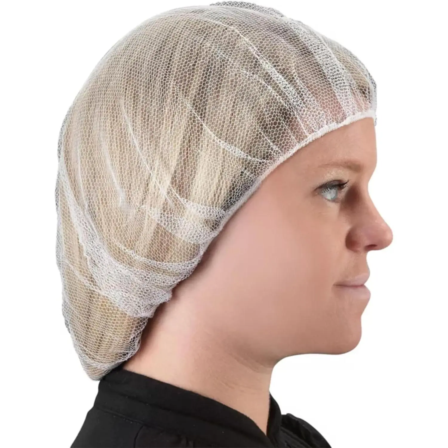 Disposable Nylon Mesh Hair Nets, 100-Pack Premium Invisible Lightweight Breathable Elastic Hats for Food Service Workers