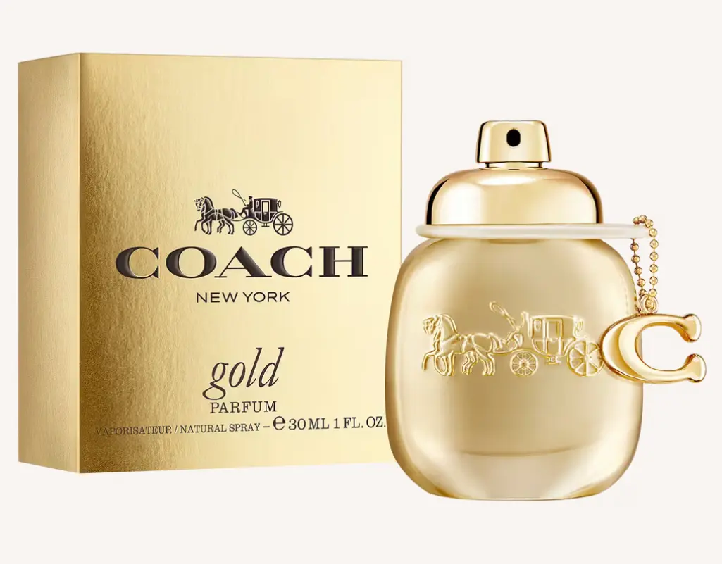 Coach New York Gold Parfum for Women, Bold Elegant Designer Bottle Women's Fragrance with Rosemary, Cedar, Kiwi & Bergamot, Wood Notes