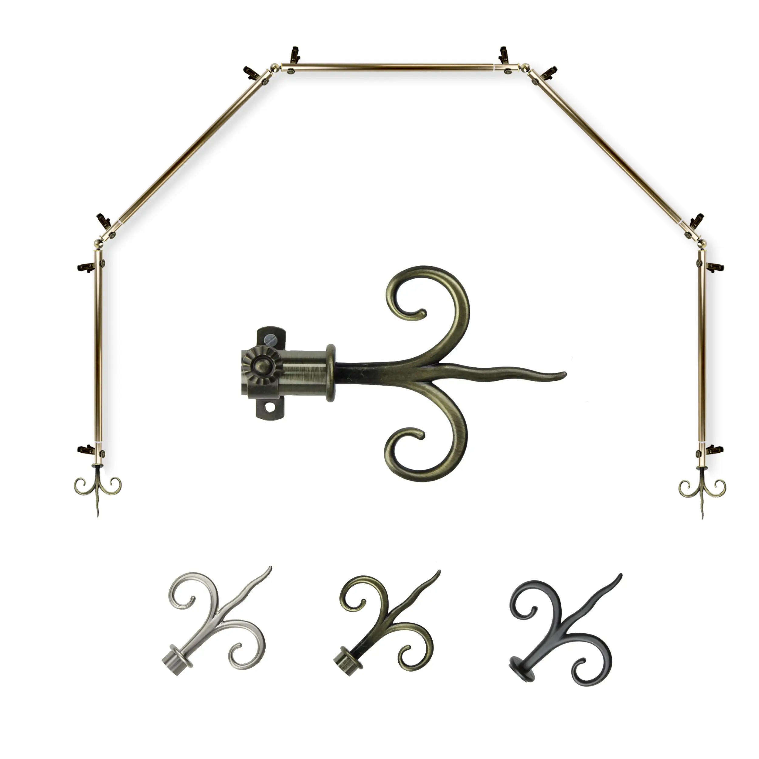 Fleur 13/16" 5-Sided Bay Curtain Rod