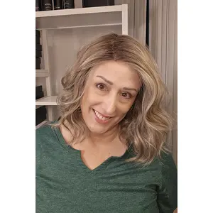 Amaretto E British Milktea by BelleTress Tousled Waves Heat Friendly Synthetic with Extended Lace Front & Monofilament Part