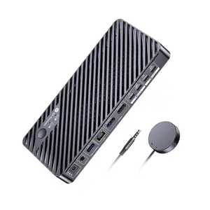 AV Access KD-E20 KVM Switch Docking Station for 2 Monitors 2 Laptops, 4K Dual Monitor, 100W PD for Each Laptop, 1G Ethernet, EDID Emulation