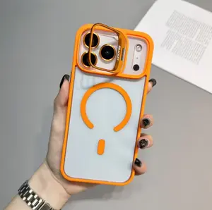 Transparent Phone Case Flexible Bracket Magnetic Case Clear PC Mobile Phones Cover With Camera Lens for iPhone 17 Pro Max