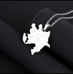 Azerbaijan  Map Necklace  With National city